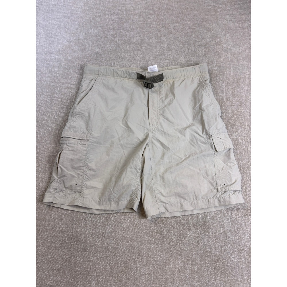 Columbia Mens Tan Nylon Cargo Hiking Shorts Medium AM4066-022 Belted 9 Inseam